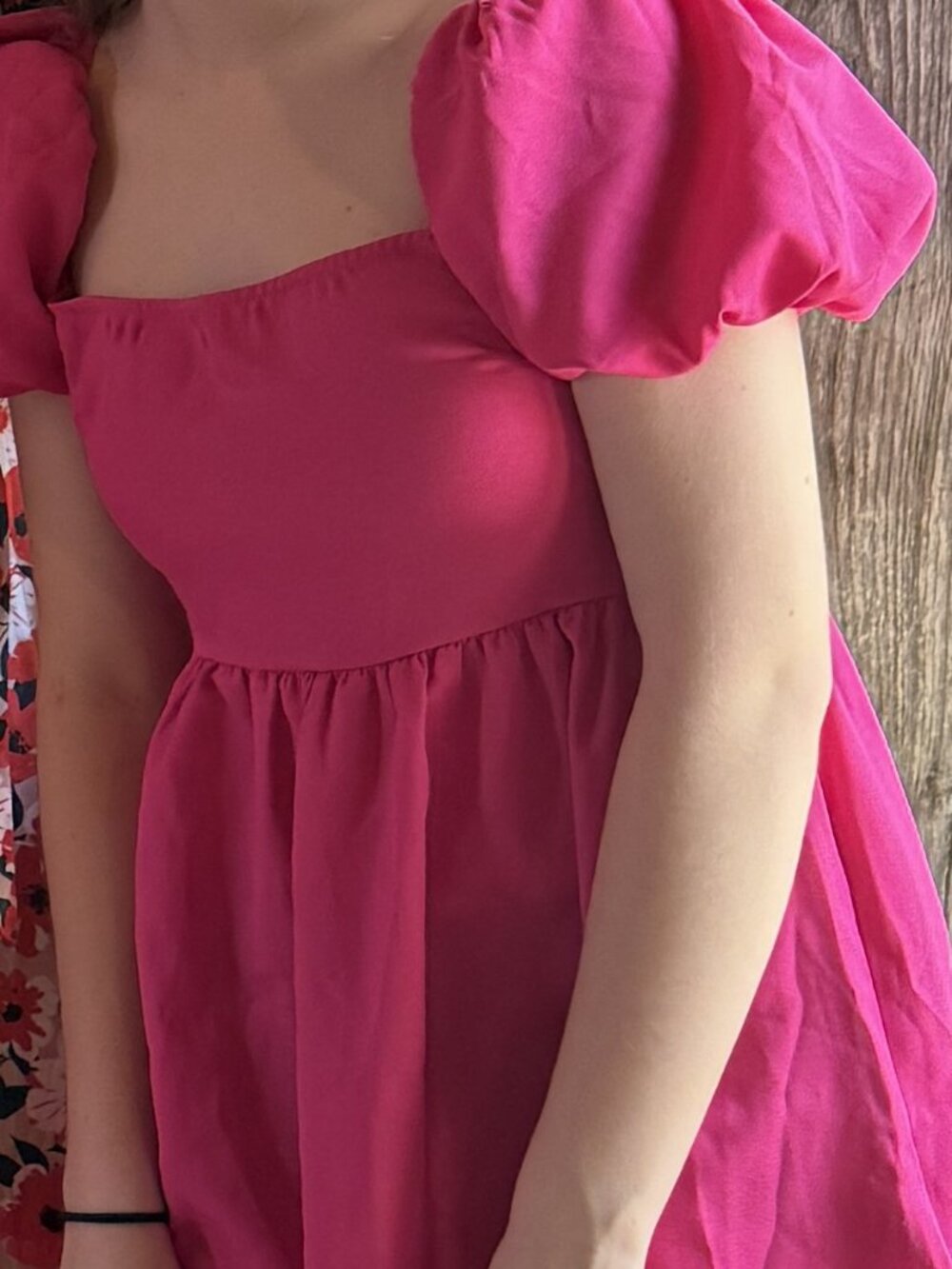 SHEIN Hot Pink Puff Sleeve Mini Dress Women’s Small Size 4